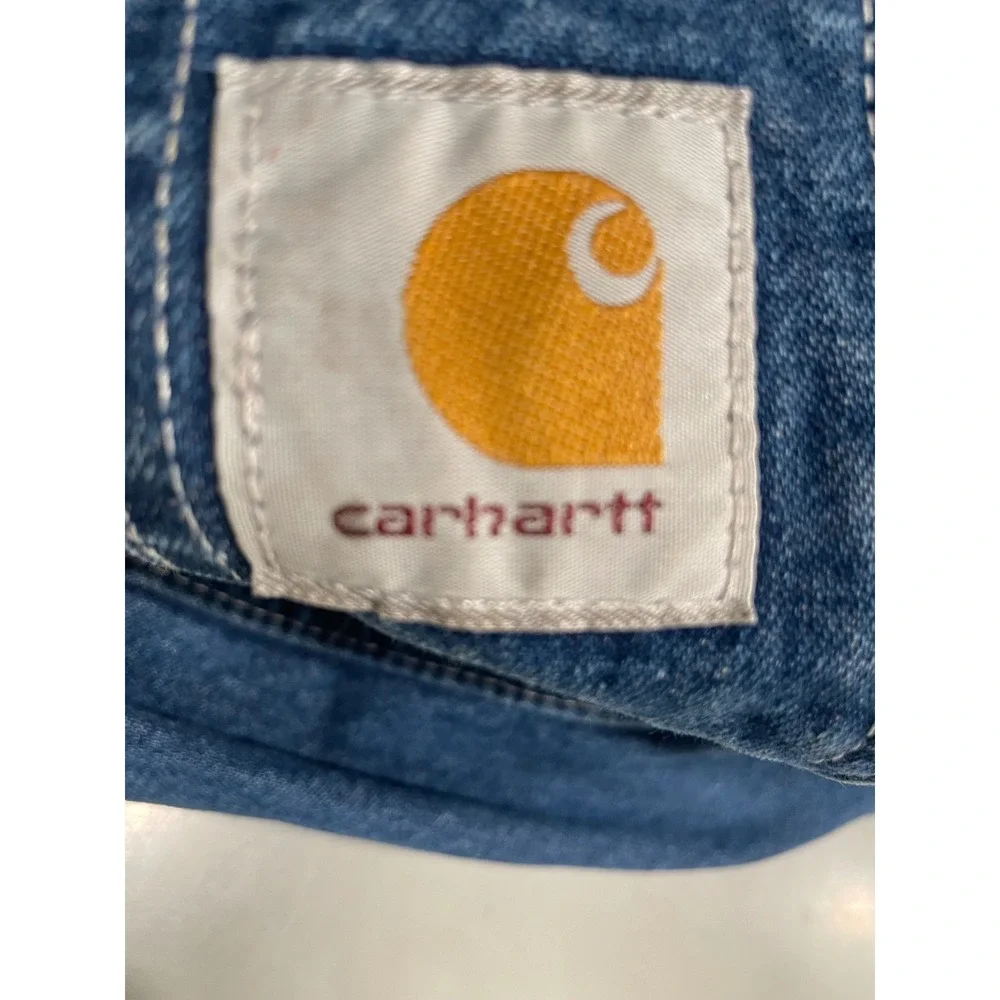 Carhartt Mens Denim Bib Overalls Dark Wash Carpenter Workwear Dungarees VTG 2006